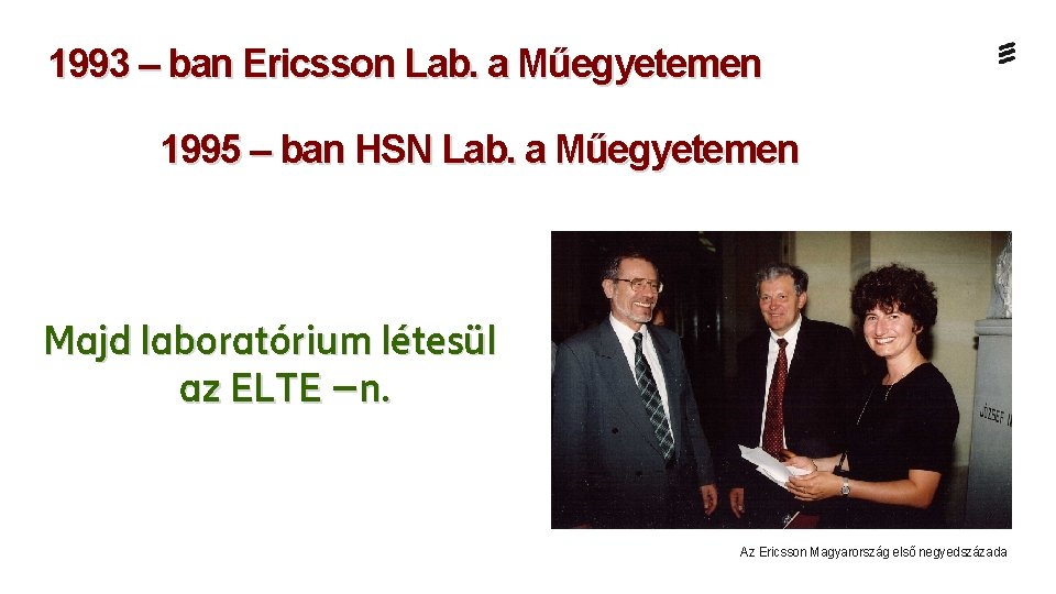 1993 – ban Ericsson Lab. a Műegyetemen 1995 – ban HSN Lab. a Műegyetemen