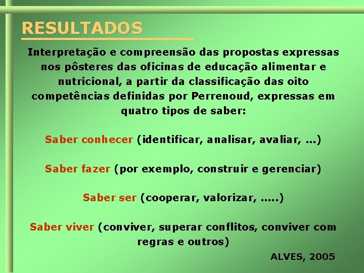 RESULTADOS Interpretação e compreensão das propostas expressas nos pôsteres das oficinas de educação alimentar