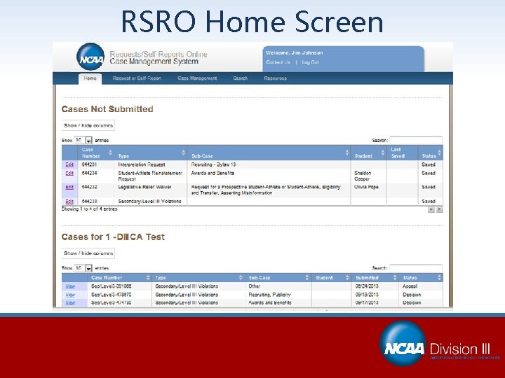 RSRO Home Screen 