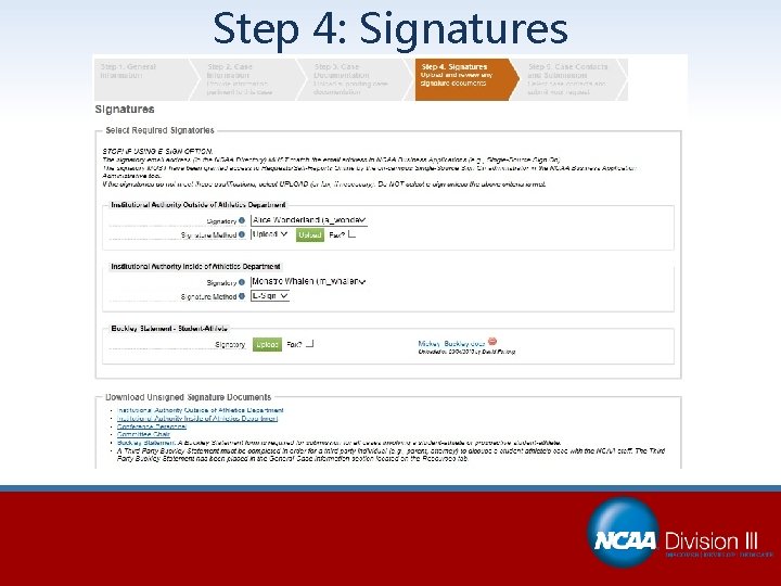 Step 4: Signatures 