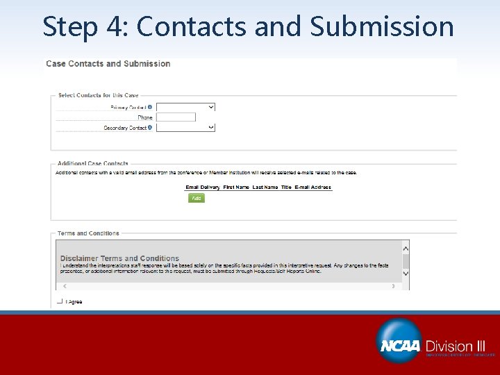 Step 4: Contacts and Submission 