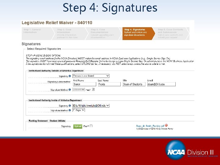 Step 4: Signatures 