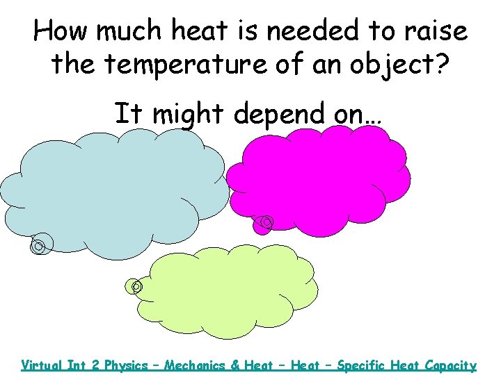 How much heat is needed to raise the temperature of an object? It might