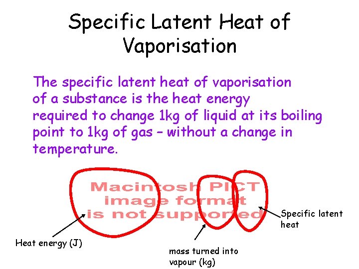 Specific Latent Heat of Vaporisation The specific latent heat of vaporisation of a substance