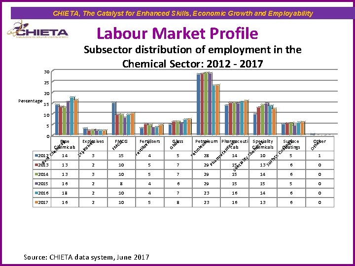 CHIETA, The Catalyst for Enhanced Skills, Economic Growth and Employability Labour Market Profile Subsector