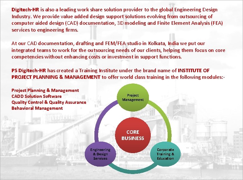 Digitech‐HR is also a leading work share solution provider to the global Engineering Design