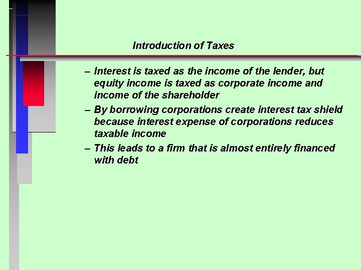 Introduction of Taxes – Interest is taxed as the income of the lender, but