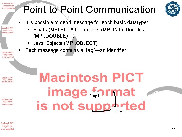 Point to Point Communication • It is possible to send message for each basic