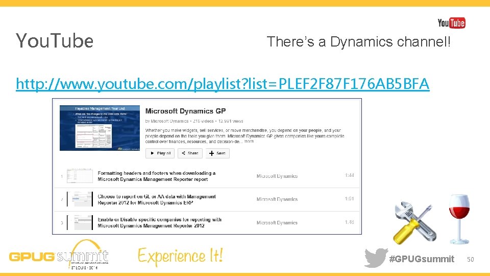 You. Tube There’s a Dynamics channel! http: //www. youtube. com/playlist? list=PLEF 2 F 87