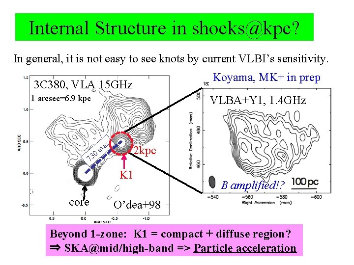 Internal Structure in shocks@kpc? In general, it is not easy to see knots by