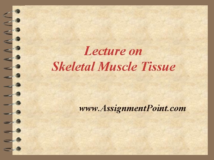 Lecture on Skeletal Muscle Tissue www. Assignment. Point. com 