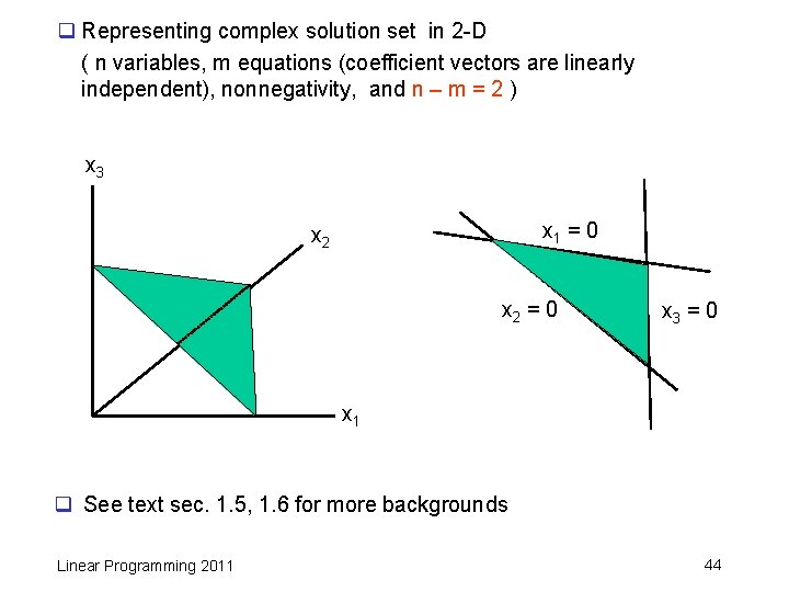 q Representing complex solution set in 2 -D ( n variables, m equations (coefficient