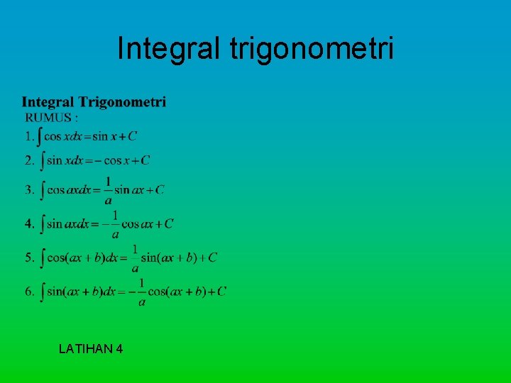 Integral trigonometri LATIHAN 4 