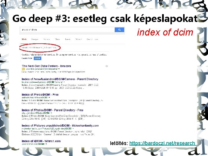 Go deep #3: esetleg csak képeslapokat index of dcim letöltés: https: //bardoczi. net/research 