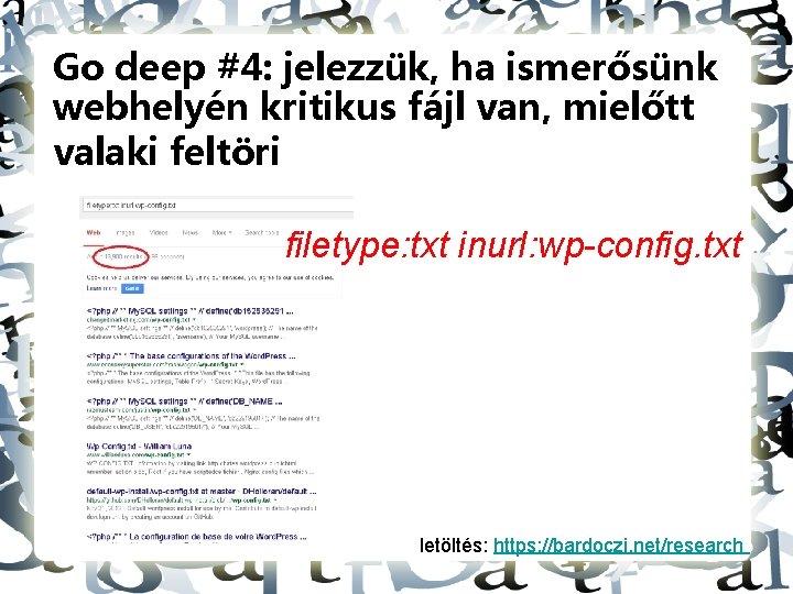 Go deep #4: jelezzük, ha ismerősünk webhelyén kritikus fájl van, mielőtt valaki feltöri filetype: