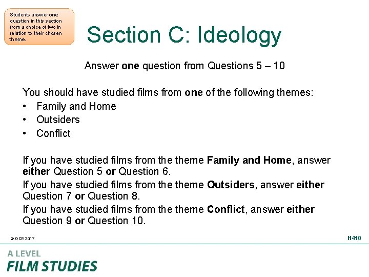 Students answer one question in this section from a choice of two in relation