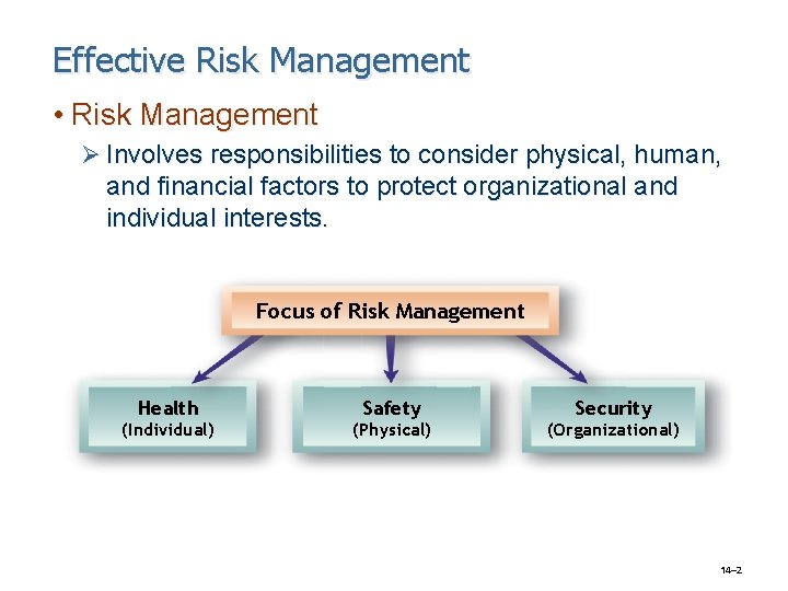 Effective Risk Management • Risk Management Ø Involves responsibilities to consider physical, human, and Effective Risk Management • Risk Management Ø Involves responsibilities to consider physical, human, and