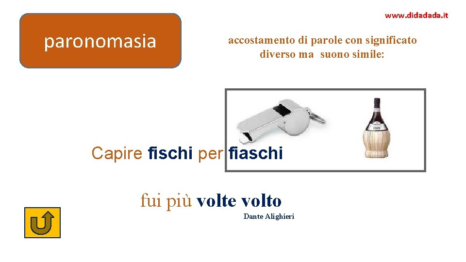 www. didadada. it paronomasia accostamento di parole con significato diverso ma suono simile: Capire