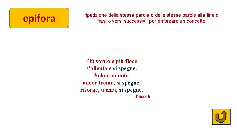 epifora ripetizione della stessa parola o delle stesse parole alla fine di frasi o