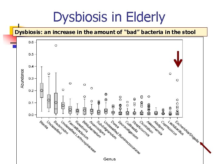 Dysbiosis in Elderly Dysbiosis: an increase in the amount of “bad” bacteria in the