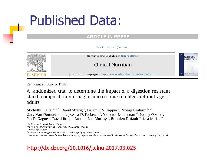 Published Data: http: //dx. doi. org/10. 1016/j. clnu. 2017. 03. 025 