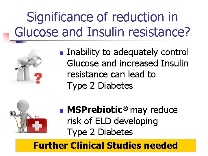 Significance of reduction in Glucose and Insulin resistance? n Inability to adequately control Glucose