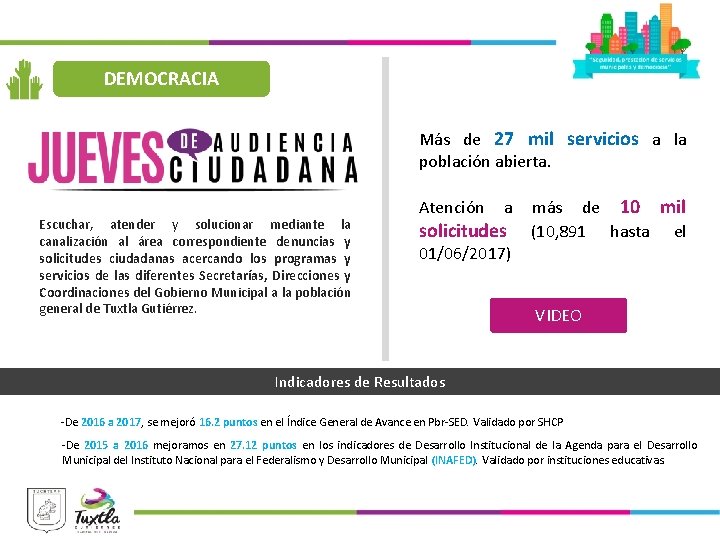 DEMOCRACIA Más de 27 mil servicios a la población abierta. Escuchar, atender y solucionar