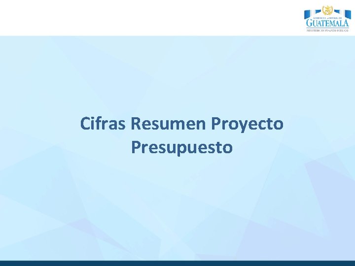 Cifras Resumen Proyecto Presupuesto 