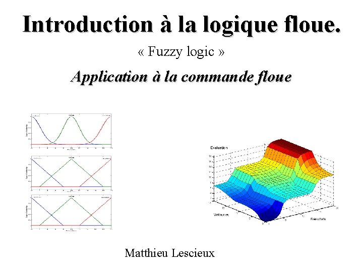 Introduction à la logique floue. « Fuzzy logic » Application à la commande floue