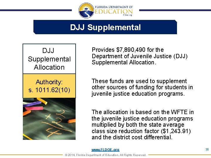 DJJ Supplemental Allocation Provides $7, 890, 490 for the Department of Juvenile Justice (DJJ)