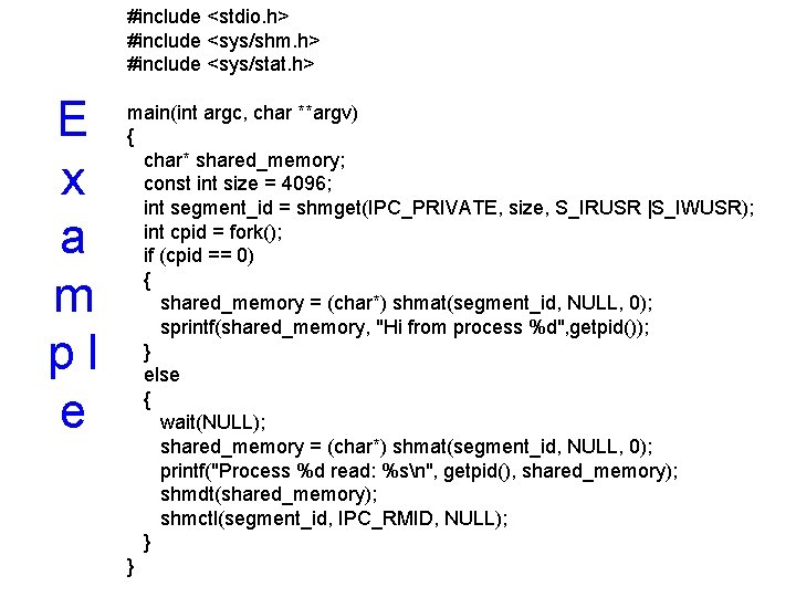 #include <stdio. h> #include <sys/shm. h> #include <sys/stat. h> E x a m pl
