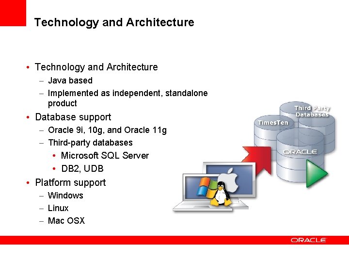 Technology and Architecture • Technology and Architecture – Java based – Implemented as independent,