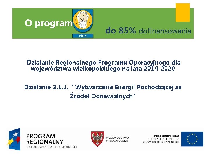 O programie do 85% dofinansowania Działanie Regionalnego Programu Operacyjnego dla województwa wielkopolskiego na lata