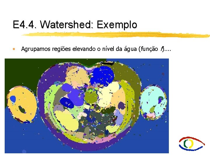 E 4. 4. Watershed: Exemplo • Agrupamos regiões elevando o nível da água (função