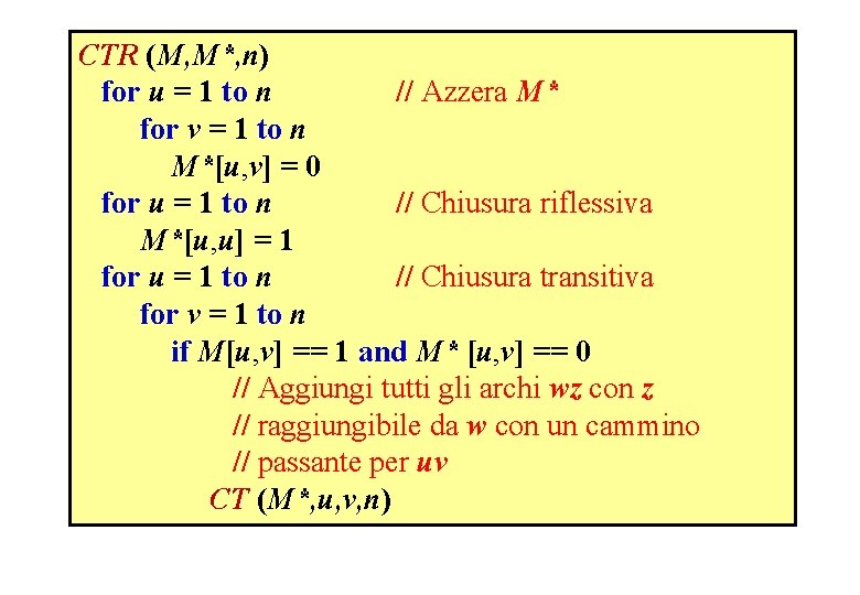 CTR (M, M*, n) for u = 1 to n // Azzera M* for