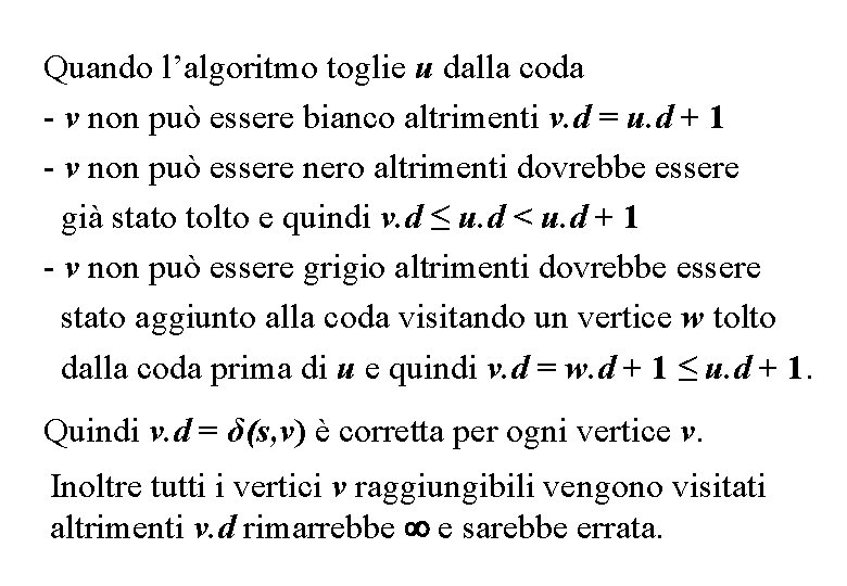 Quando l’algoritmo toglie u dalla coda - v non può essere bianco altrimenti v.