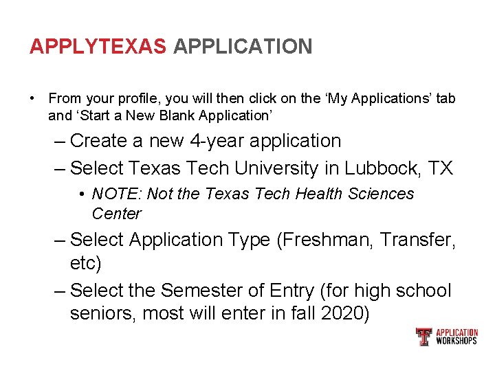 APPLYTEXAS APPLICATION • From your profile, you will then click on the ‘My Applications’