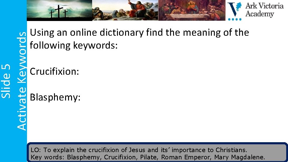 Slide 5 Activate Keywords Using an online dictionary find the meaning of the following