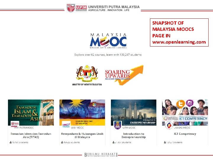SNAPSHOT OF MALAYSIA MOOCS PAGE IN www. openlearning. com 