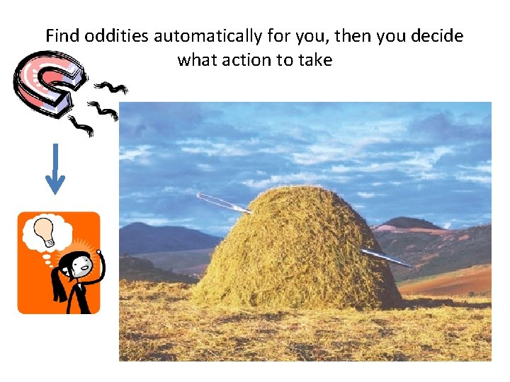 Find oddities automatically for you, then you decide what action to take 