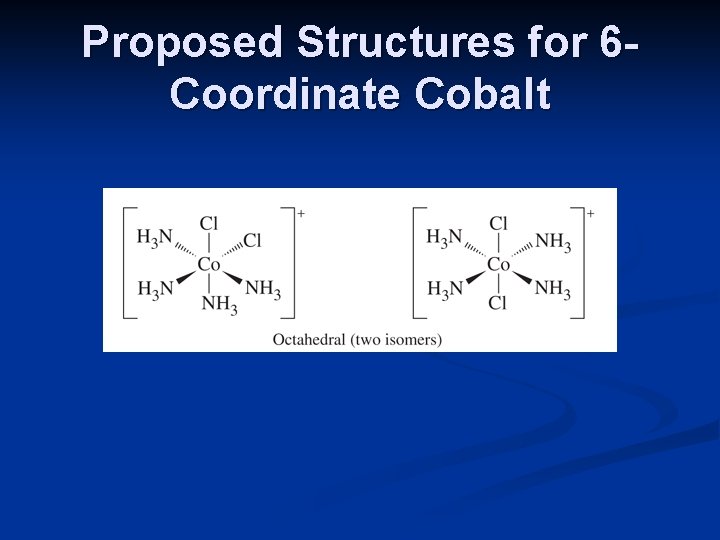 Proposed Structures for 6 Coordinate Cobalt 