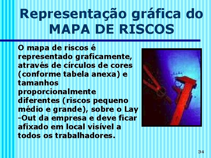 Representação gráfica do MAPA DE RISCOS O mapa de riscos é representado graficamente, através