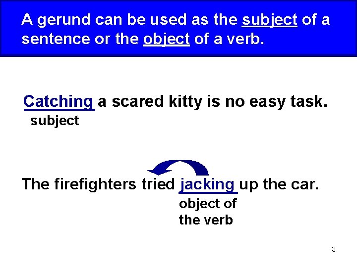 A gerund can be used as the subject of a sentence or the object