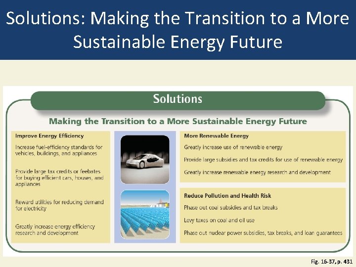 Solutions: Making the Transition to a More Sustainable Energy Future Fig. 16 -37, p. Solutions: Making the Transition to a More Sustainable Energy Future Fig. 16 -37, p.