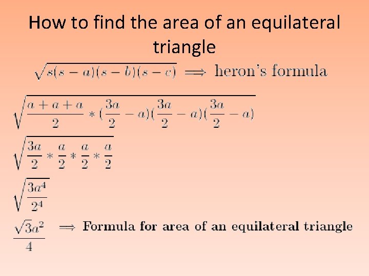 How to find the area of an equilateral triangle 