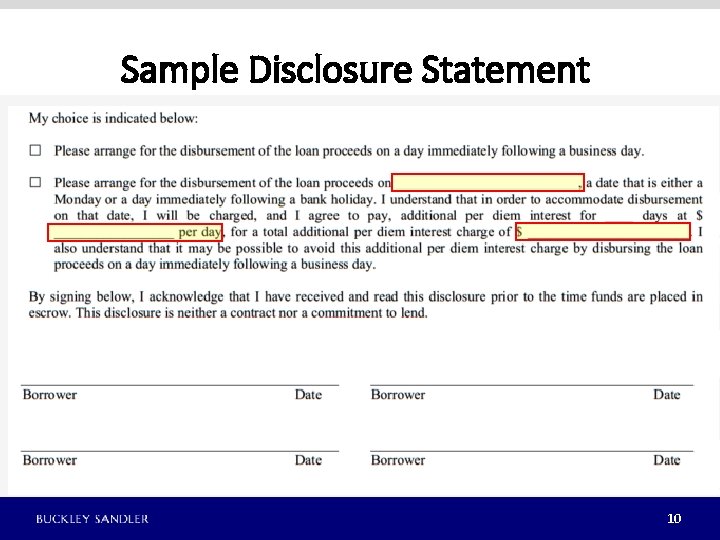 Sample Disclosure Statement 10 