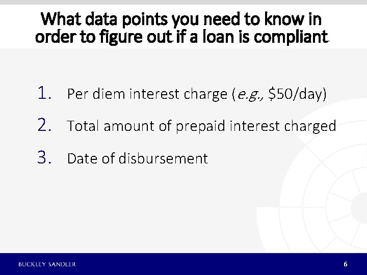 What data points you need to know in order to figure out if a