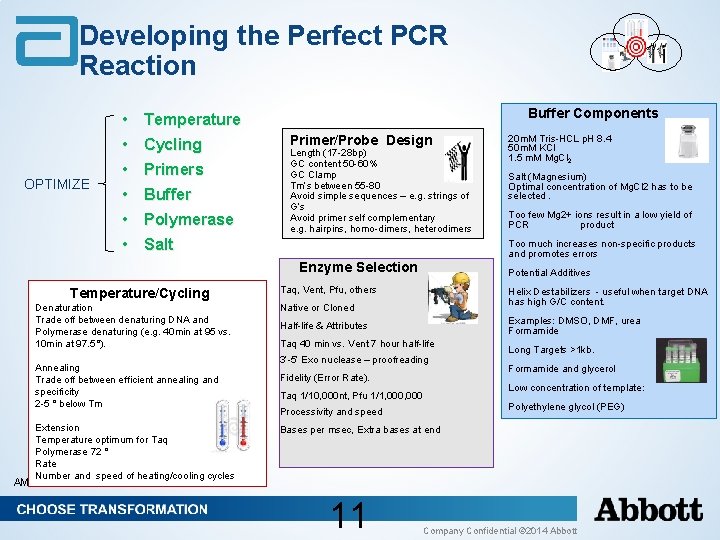 Developing the Perfect PCR Reaction OPTIMIZE • Temperature • Cycling • Primers • Buffer Developing the Perfect PCR Reaction OPTIMIZE • Temperature • Cycling • Primers • Buffer