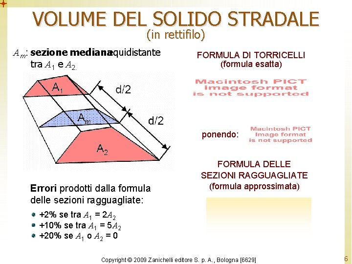 VOLUME DEL SOLIDO STRADALE (in rettifilo) Am: sezione medianaequidistante tra A 1 e A VOLUME DEL SOLIDO STRADALE (in rettifilo) Am: sezione medianaequidistante tra A 1 e A