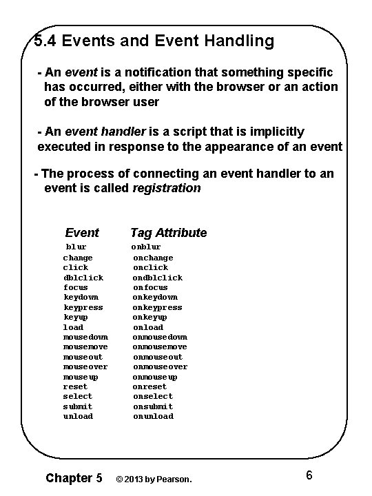 5. 4 Events and Event Handling - An event is a notification that something